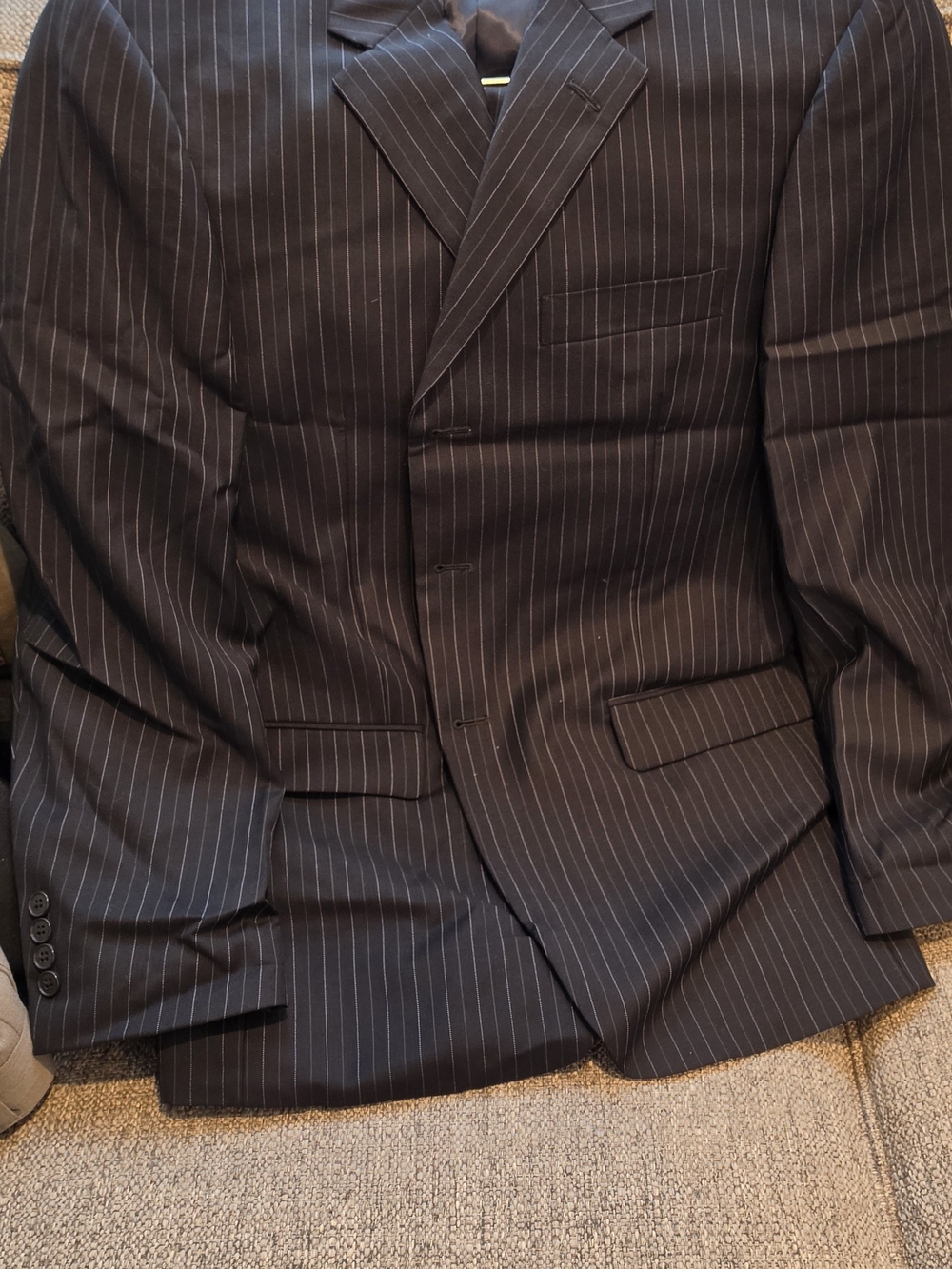 Men's Black Pinstripe Suit Jacket - Tailored Formal Blazer